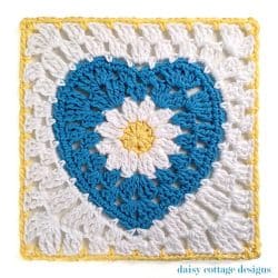 10″ Crochet Square with Daisy Center