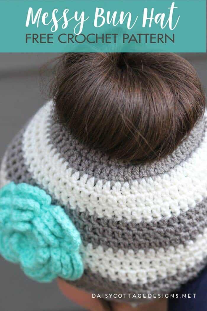 Crochet hat with cheap bun hole for ponytails