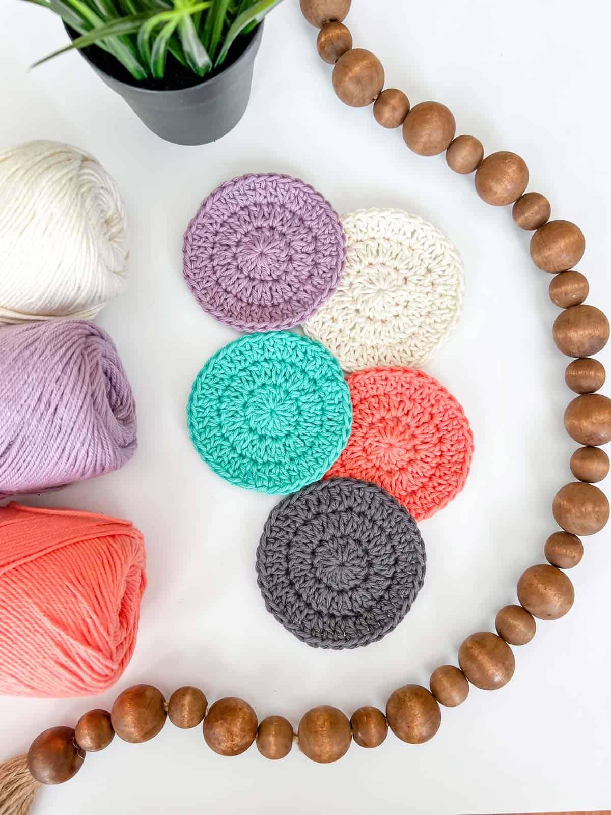 Colorful Cotton Face Scrubbies on a white background