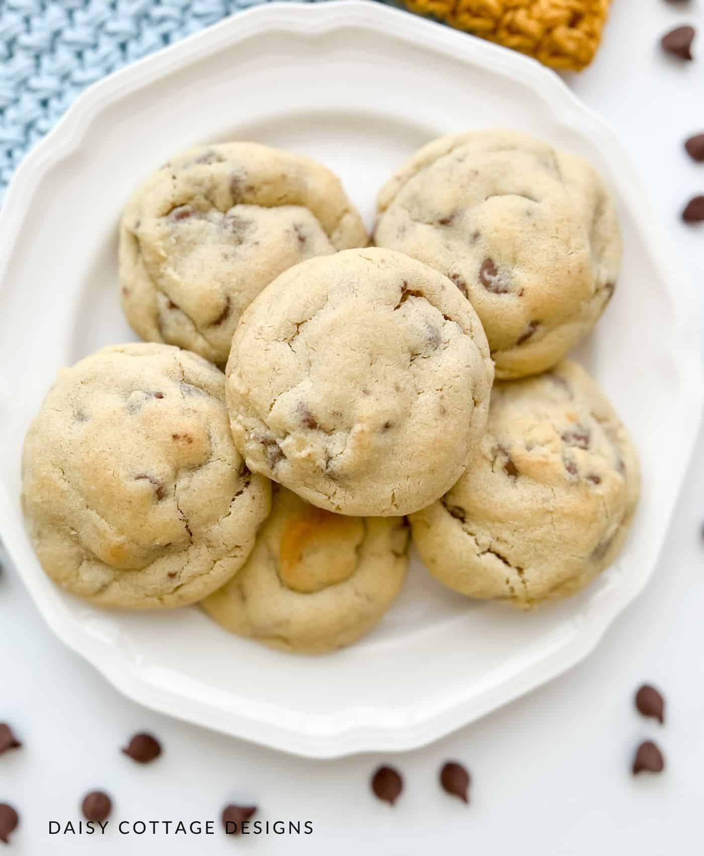 closeup of chocolate chip cookies