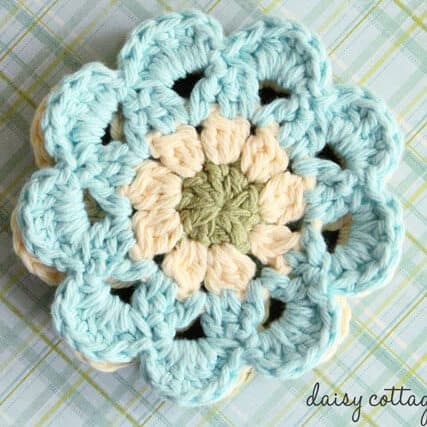 Crochet Coasters Set – Japanese Flower Motif