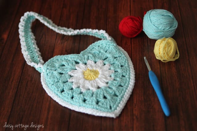 mini crochet heart tote