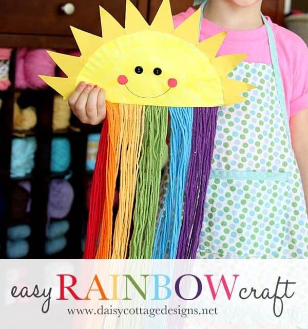 Easy Paper Plate Sunshine Craft {Rainbow Craft for Kids}