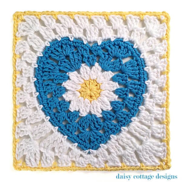 10″ Crochet Square with Daisy Center