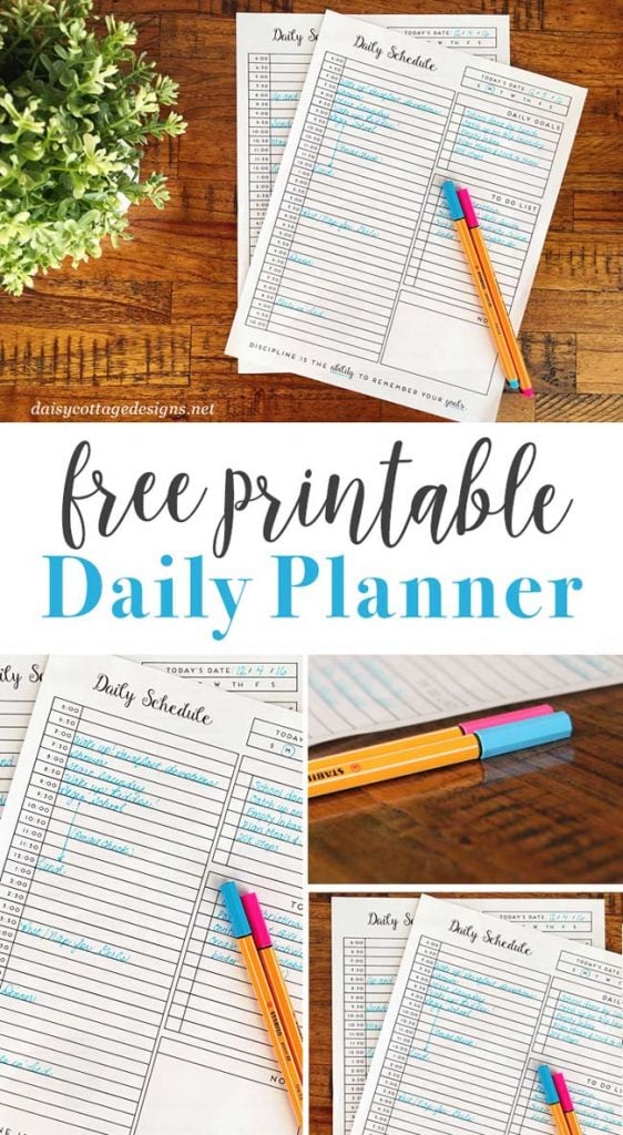 Use this free printable daily planner from Daisy Cottage Designs to organize your life in the new year! Stay motivated and get things done in 2017.