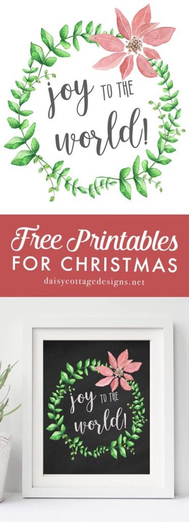 This Joy to the World Printable is the perfect way to decorate your home this Christmas. Use this Daisy Cottage Designs Christmas printable on your mantle or wall. 