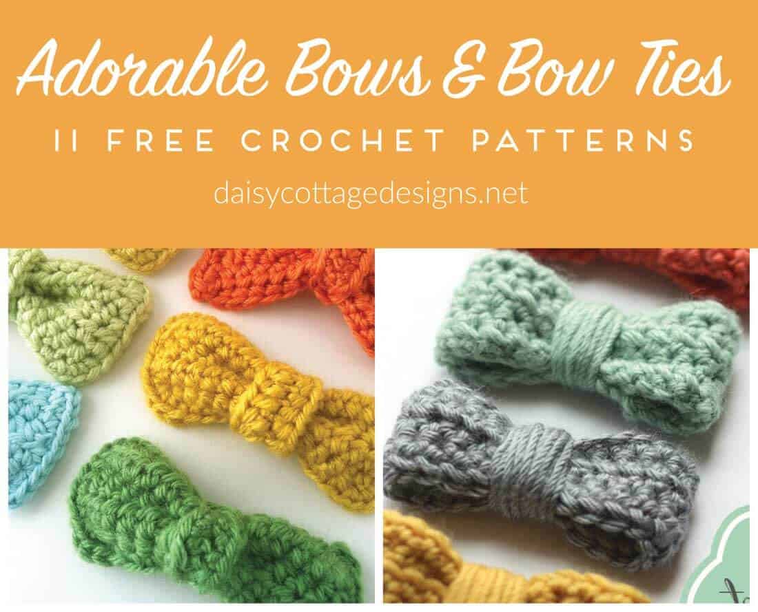 Free Crochet Pattern | Bow Tie Pattern | Crochet Bow Pattern | Use this collection of crochet patterns to make adorable embellishments for any project. From crochet hats to crochet bags, these bow patterns will make your projects look even cuter!