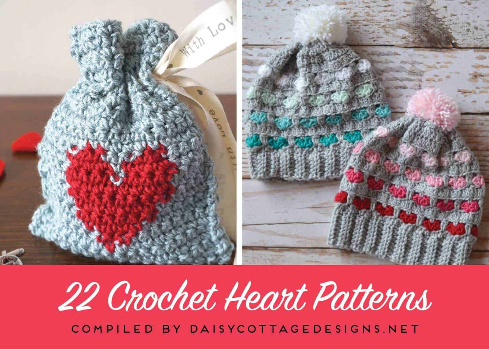 CROCHET PATTERN: Sweetheart Varsity Cute Valentine Heart 