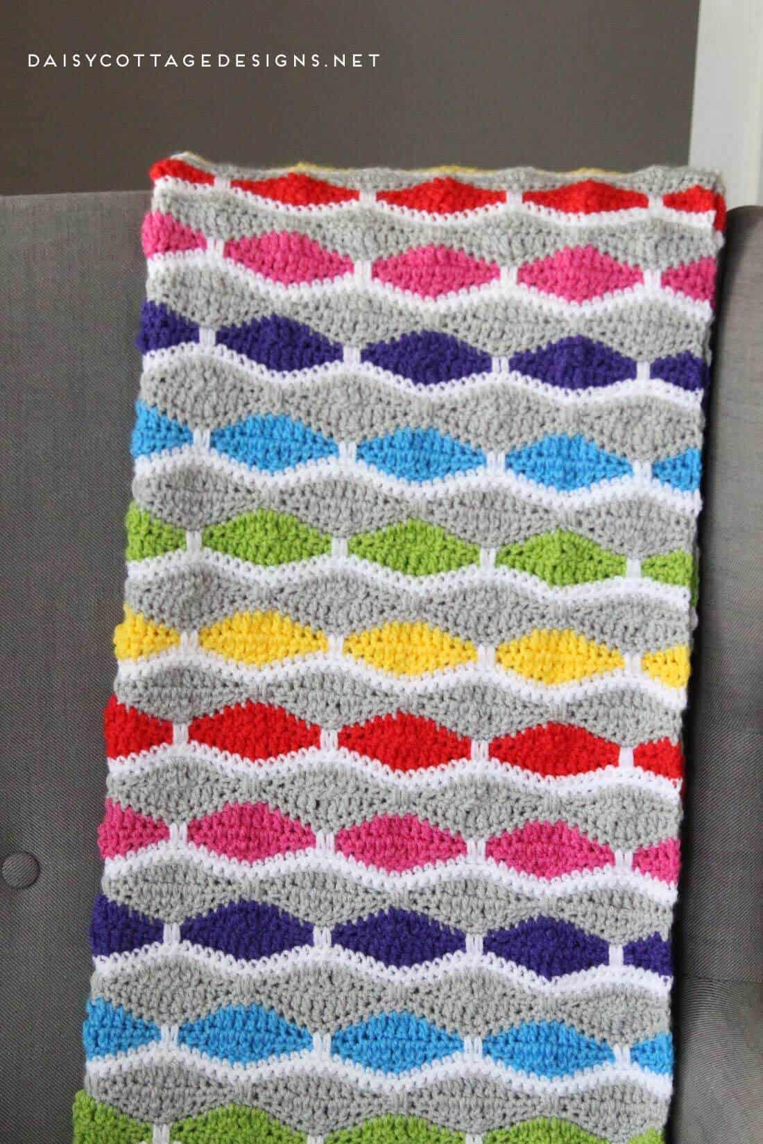 Crochet Blanket Pattern: A Bright &amp; Fun Free Crochet Pattern - Daisy Cottage Designs