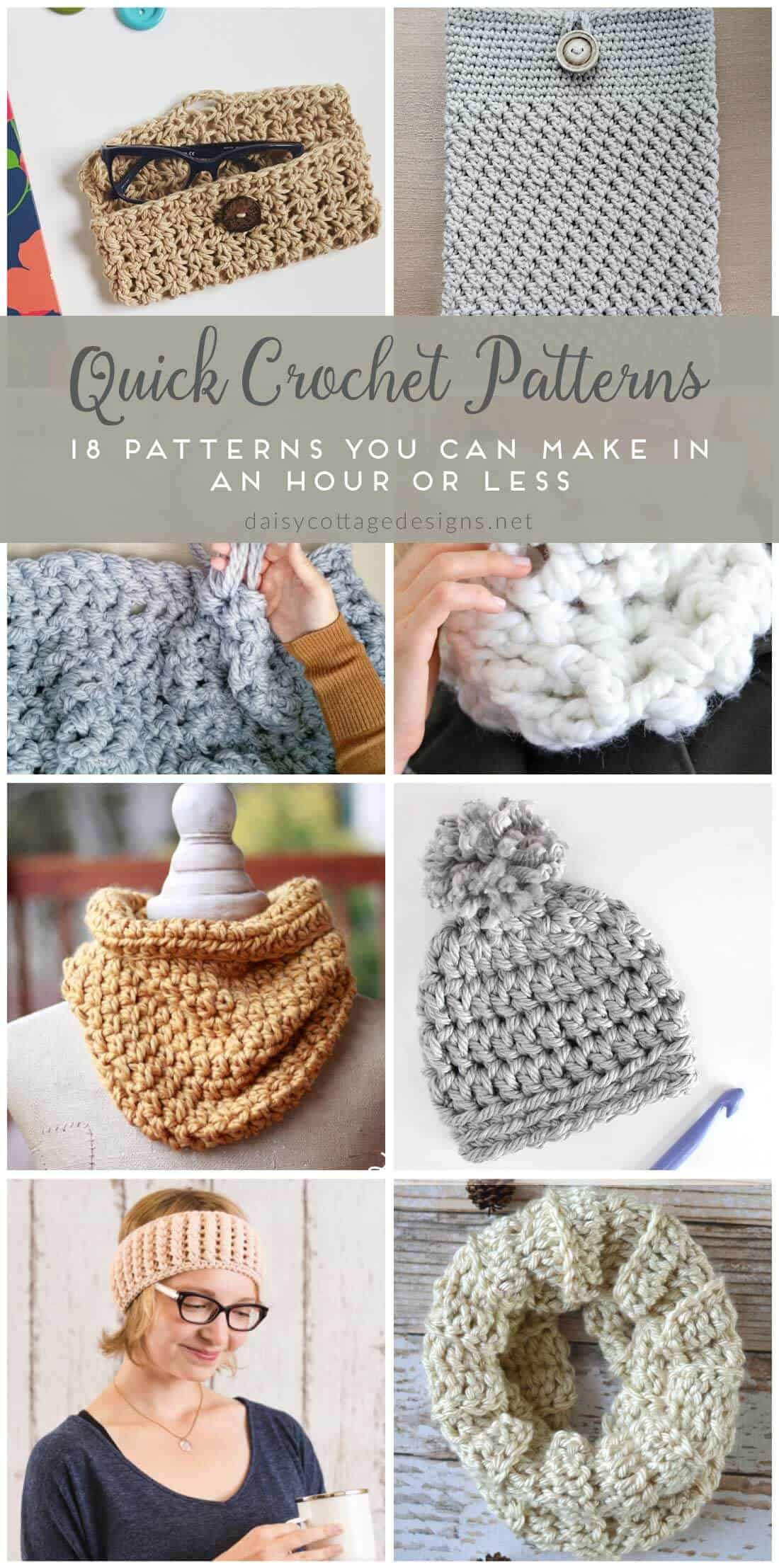 easy crochet patterns | quick crochet patterns | fast crochet projects | free crochet patterns | Daisy Cottage Designs has compiled this adorable collection of crochet patterns that are both quick and easy to make! Use them to make gifts for friends or goodies for yourself!