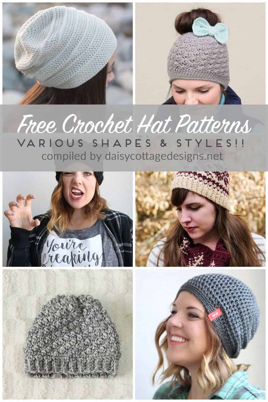 Free Crochet Hat Patterns - Daisy Cottage Designs