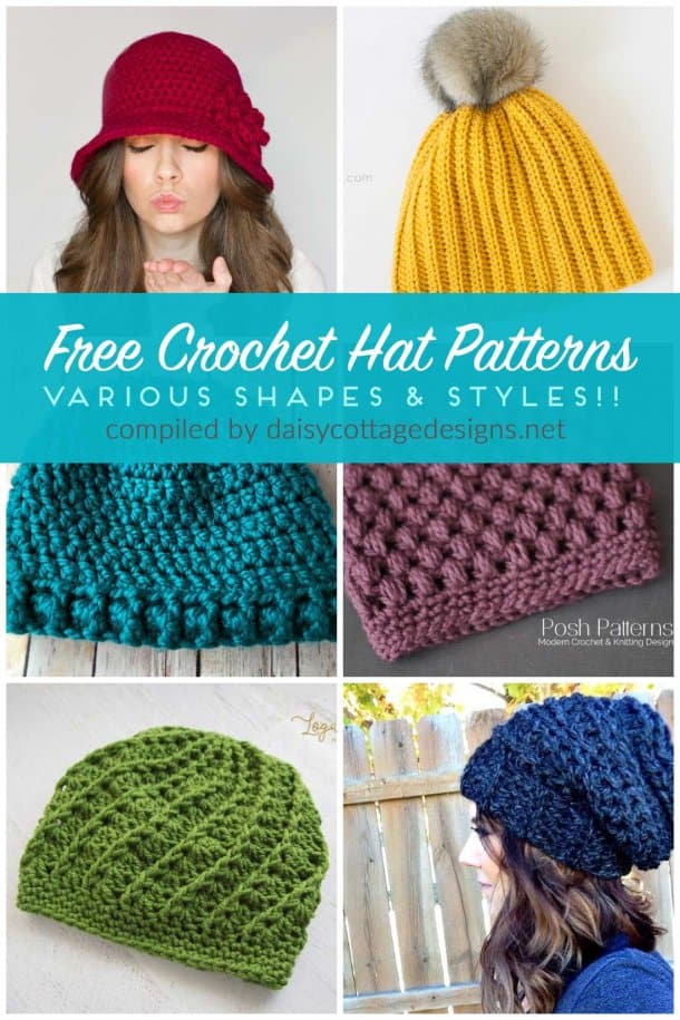 Free Crochet Hat Patterns - Daisy Cottage Designs