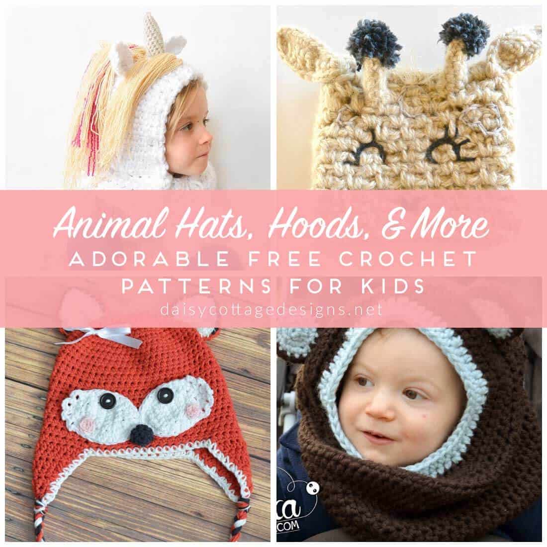 Crochet Hat Patterns | Crochet Hood Patterns | Crochet Kids Hats Patterns | Free Crochet Patterns | Use these free crochet patterns to whip up adorable hats for the kids in your life! Compiled by Daisy Cottage Designs, there's something every little person in your life will love. 