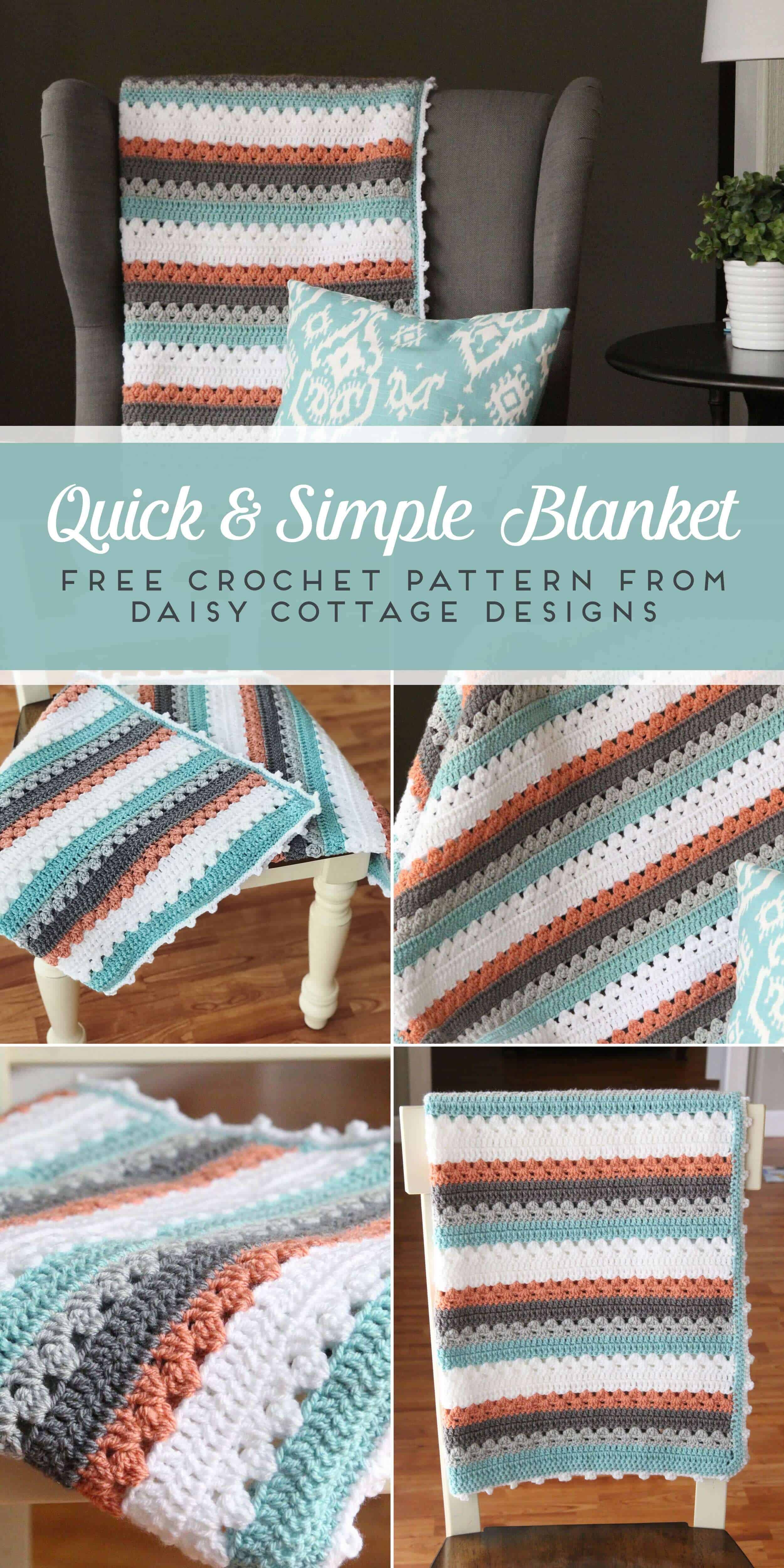 Use this blanket crochet pattern from Daisy Cottage Designs to create a beautiful afghan in any color way. | free crochet pattern, easy crochet pattern, free blanket crochet pattern, granny stripe crochet pattern