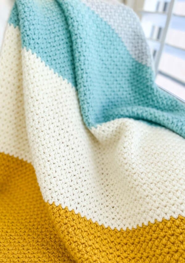 Crochet blanket with beautiful drape and texture