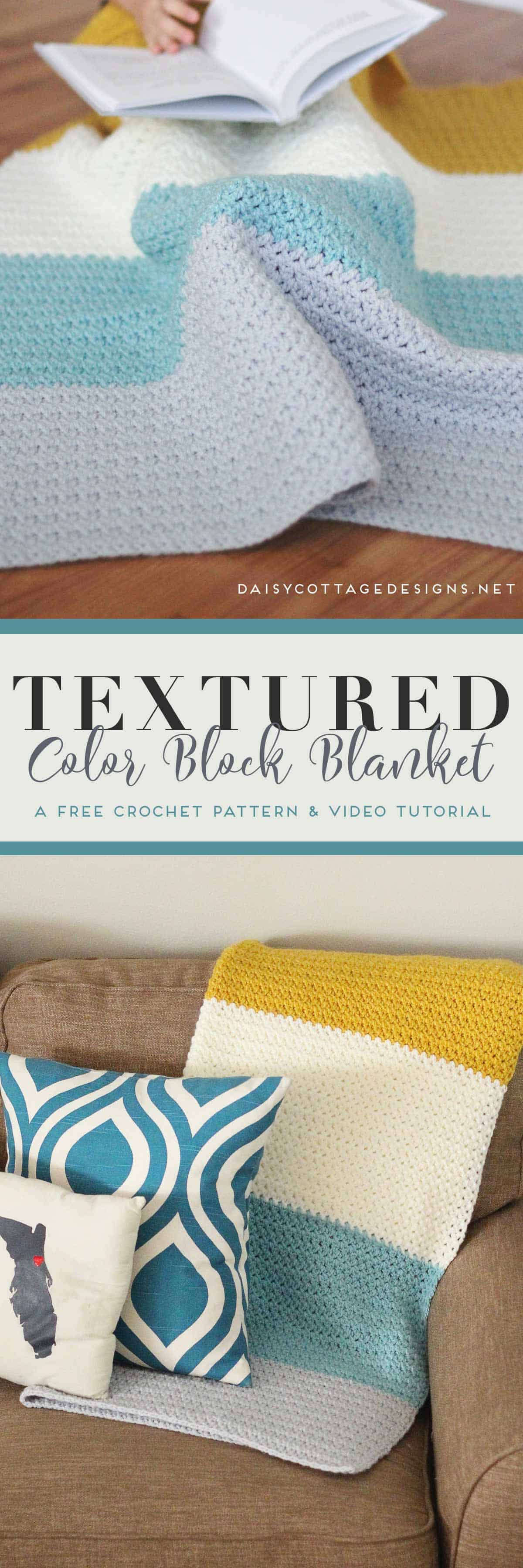 Use this free crochet blanket pattern from Daisy Cottage Designs to create a color block blanket for your next project. Video tutorial & chart included. | color block crochet blanket, Daisy Cottage Designs crochet pattern, blanket crochet pattern free, easy crochet blanket pattern, crochet tutorial