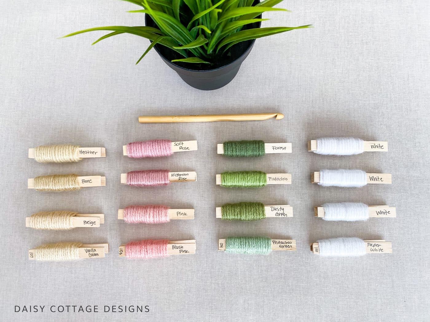 Blush and Sage Color Palette for Crochet and Knit Projects using various types of yarn.