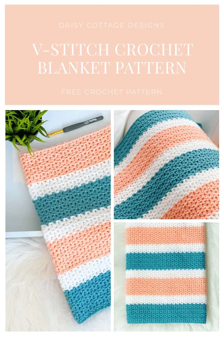 This half double crochet v stitch crochet pattern creates a gorgeous texture. Make this blanket in any size using the instructions in this pattern. 