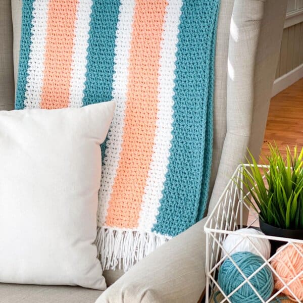 V Stitch Crochet Blanket with HDC