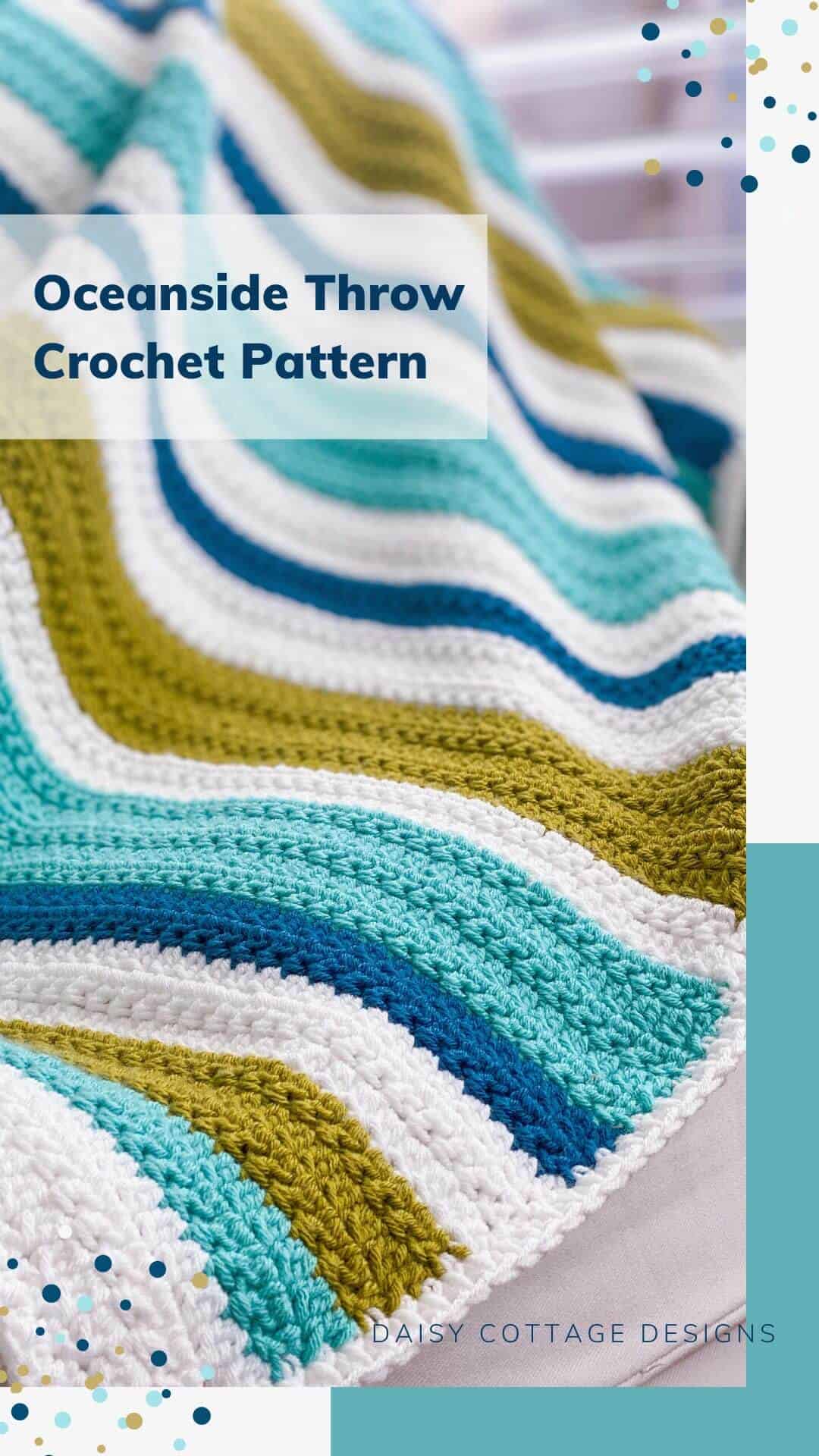 The Oceanside Throw Crochet Pattern - a textured crochet stitch blanket - is one you're going to love making! It's a free pattern on the Daisy Cottage Designs blog. 