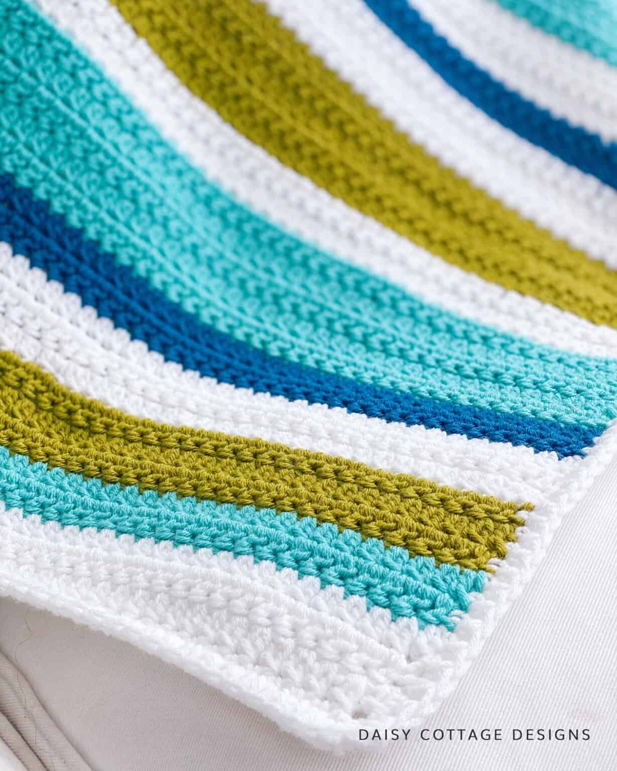 Textured Crochet Stitch Blanket: The Oceanside Throw - Daisy Cottage