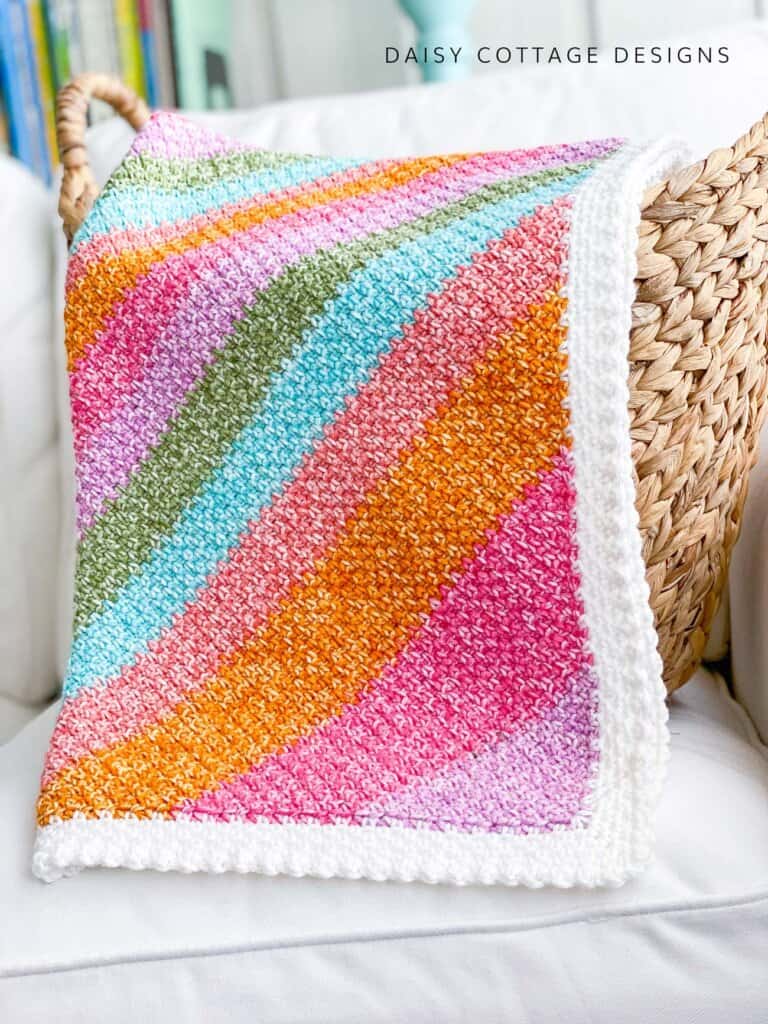 Rainbow Moss Stitch Crochet Blanket Daisy Cottage Designs