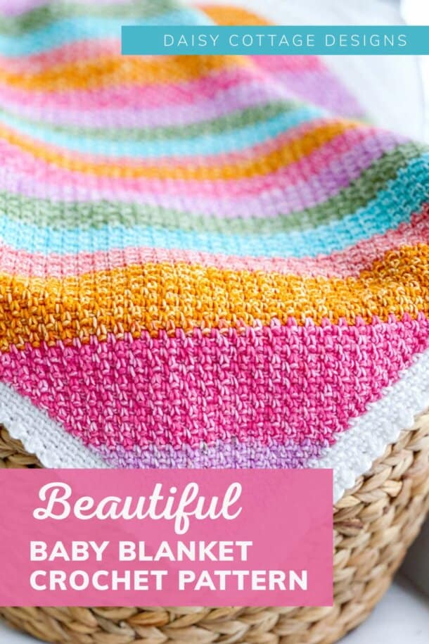 Rainbow Moss Stitch Crochet Blanket - Daisy Cottage Designs