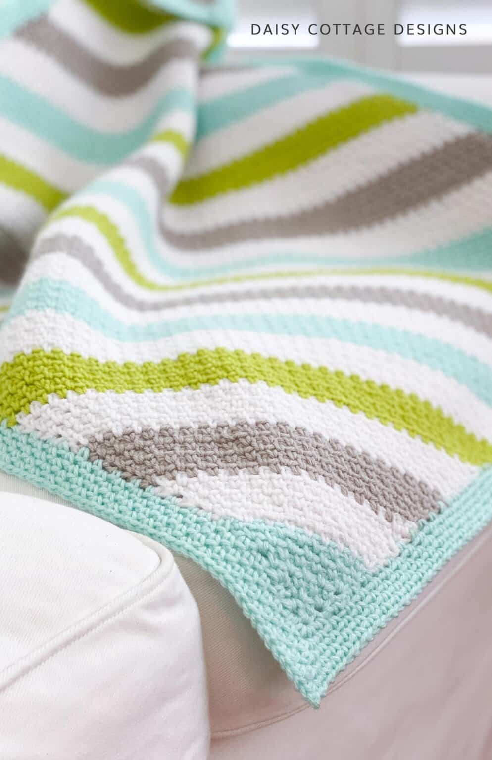 C2C Moss Stitch Crochet Blanket (With Video) - Daisy Cottage Designs