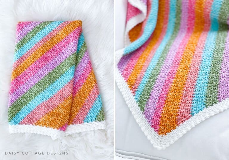 Rainbow Moss Stitch Crochet Blanket Daisy Cottage Designs