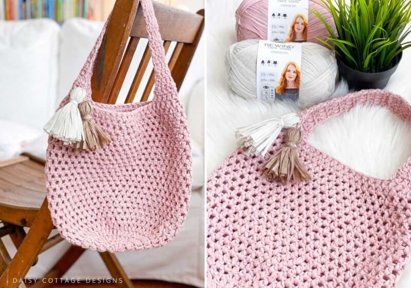 Make a Free Crochet Tote Bag Pattern - Daisy Cottage Designs