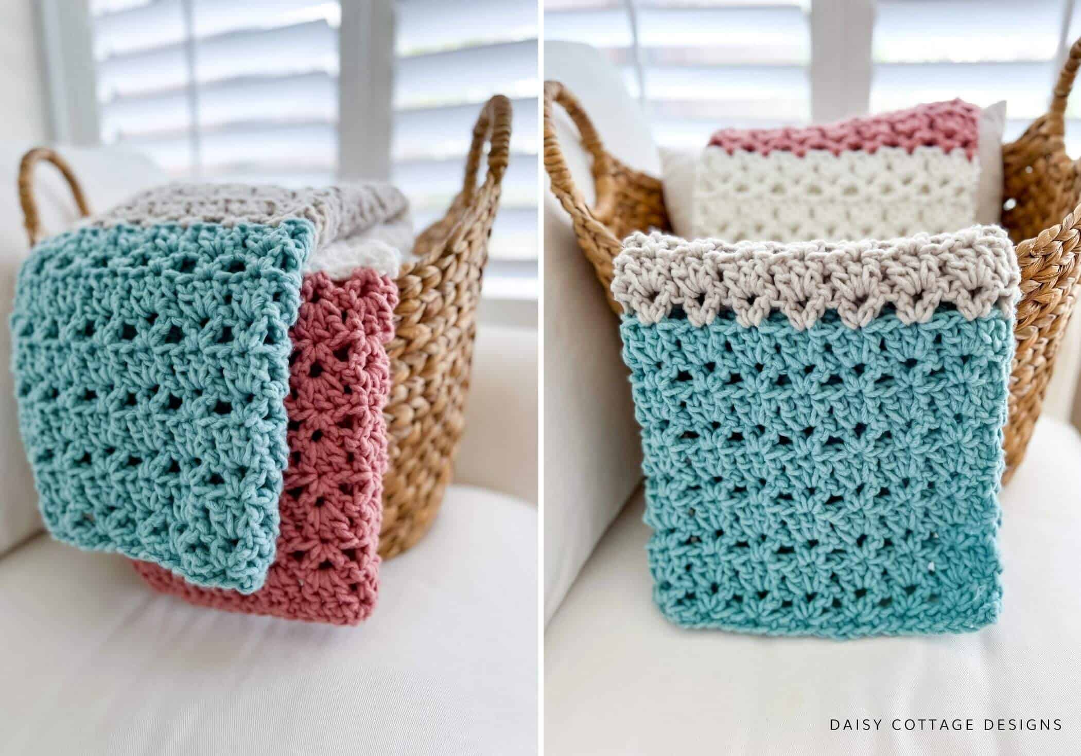 Modern crochet baby blanket that works up in 3 hours or so. 