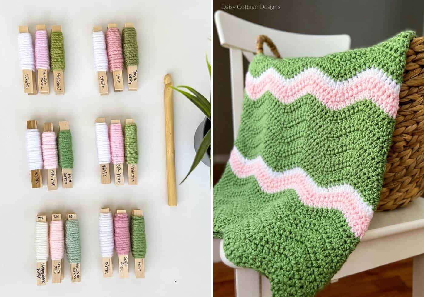 Crochet Color Combination: Green, Pink & White - Daisy Cottage Designs