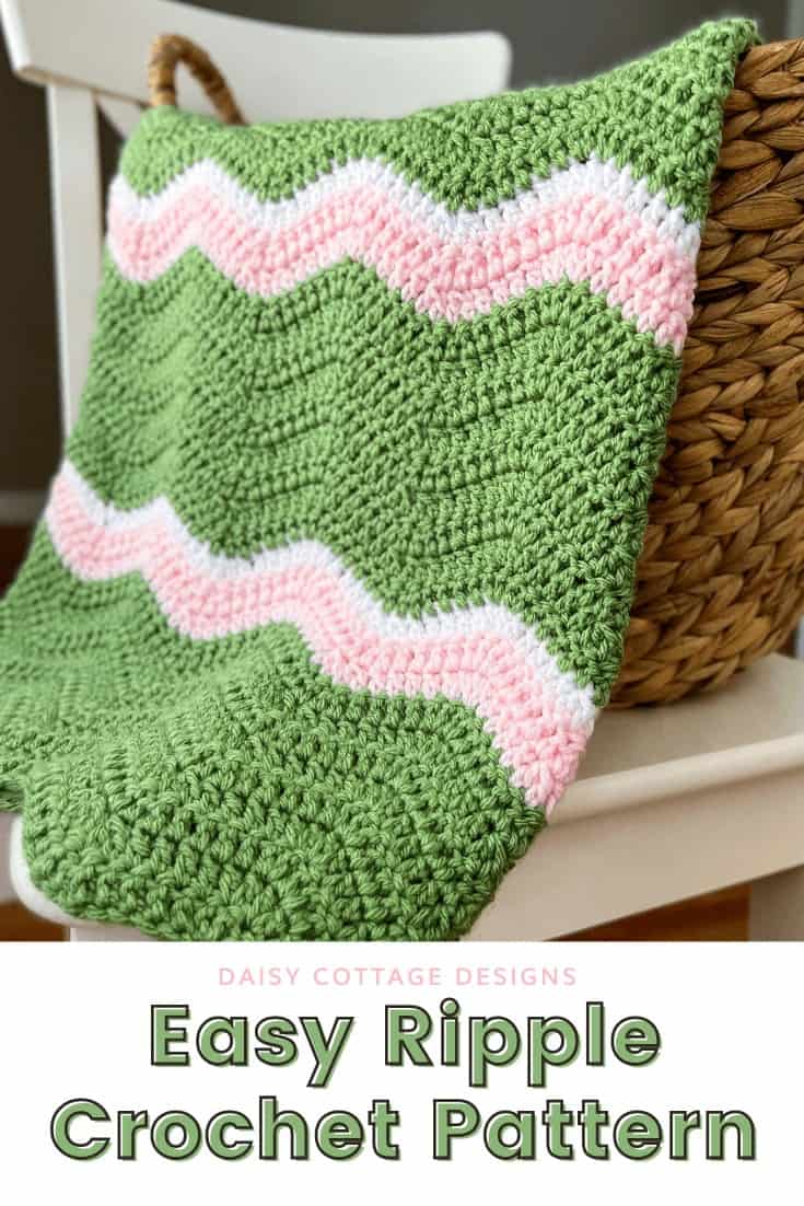 Use this easy ripple crochet pattern for beginners to make a gorgeous gift for that upcoming baby shower. Adjust the size to make an afghan or bedspread. 