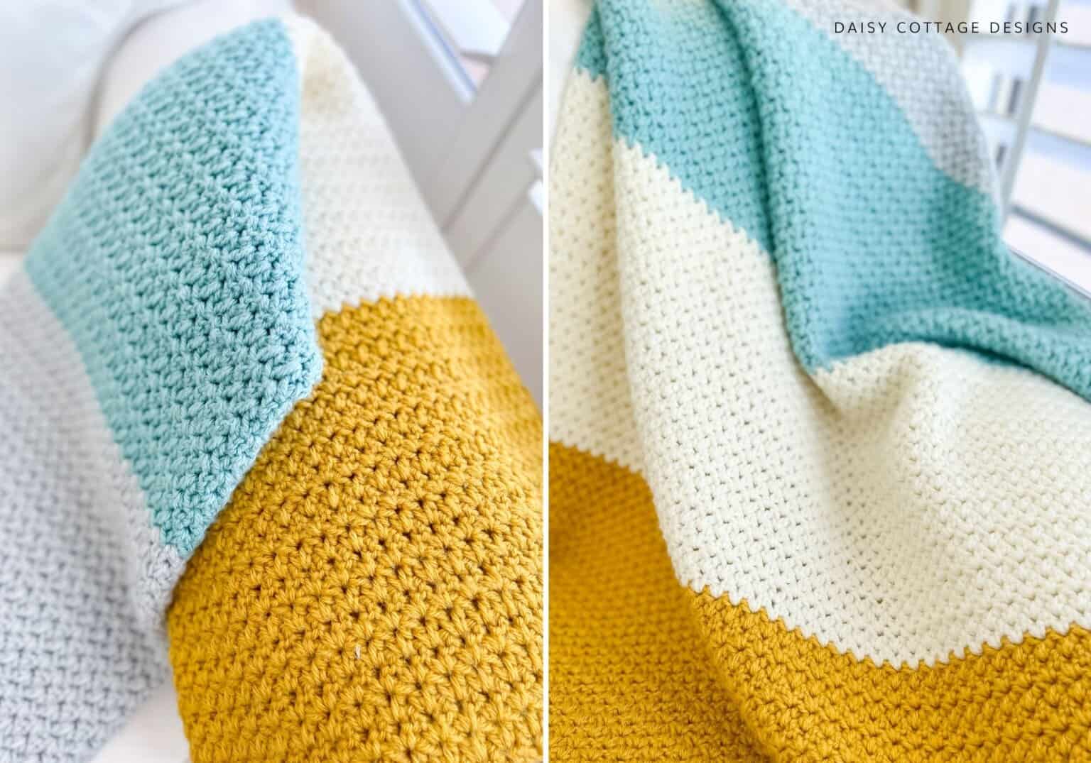 Color Block Blanket Crochet Pattern - Daisy Cottage Designs