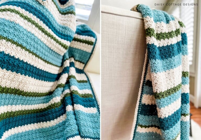 How to Crochet an Easy Striped Blanket - a Daisy Cottage Designs Pattern