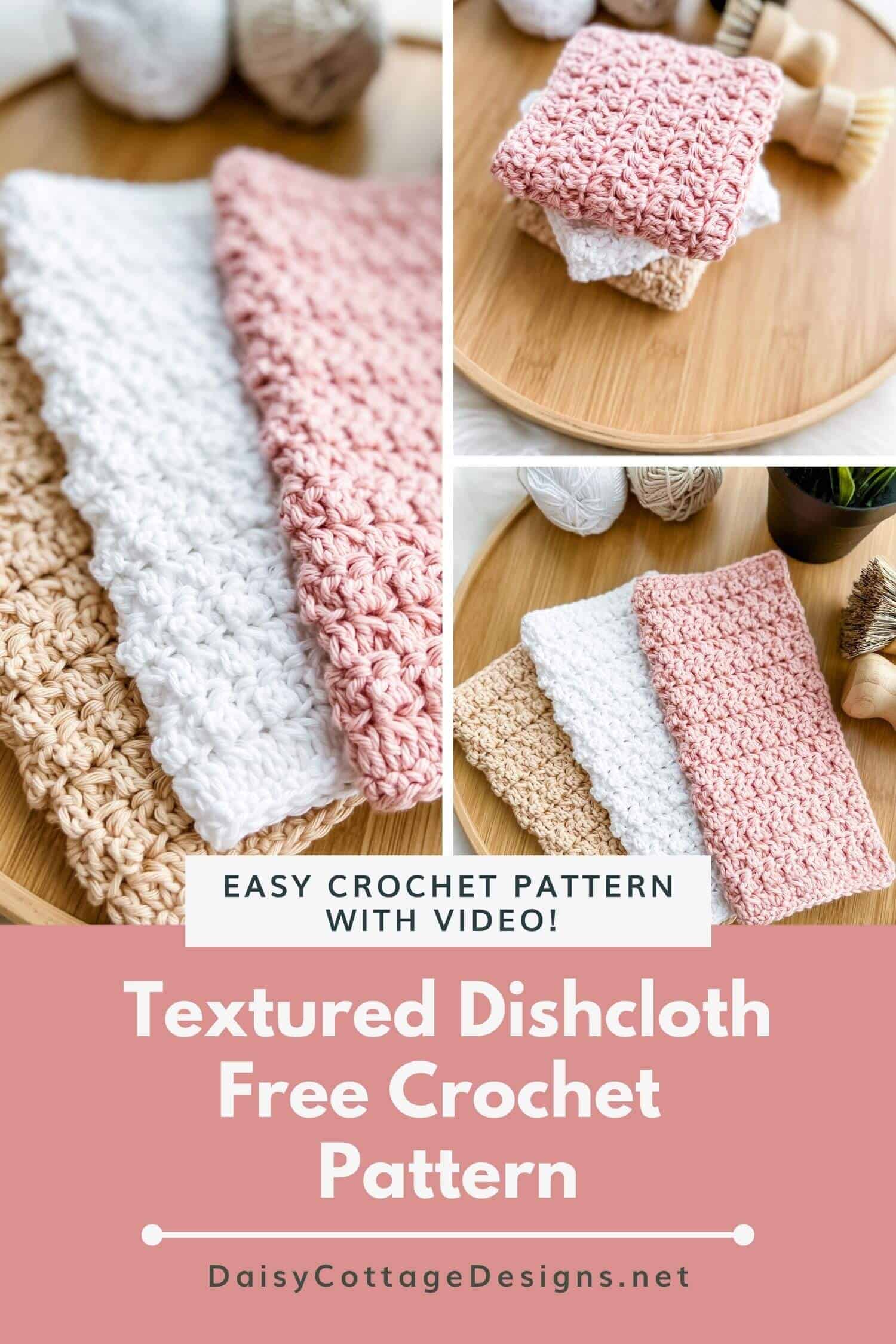 Textured Dishcloth Crochet Pattern Pinterest Image