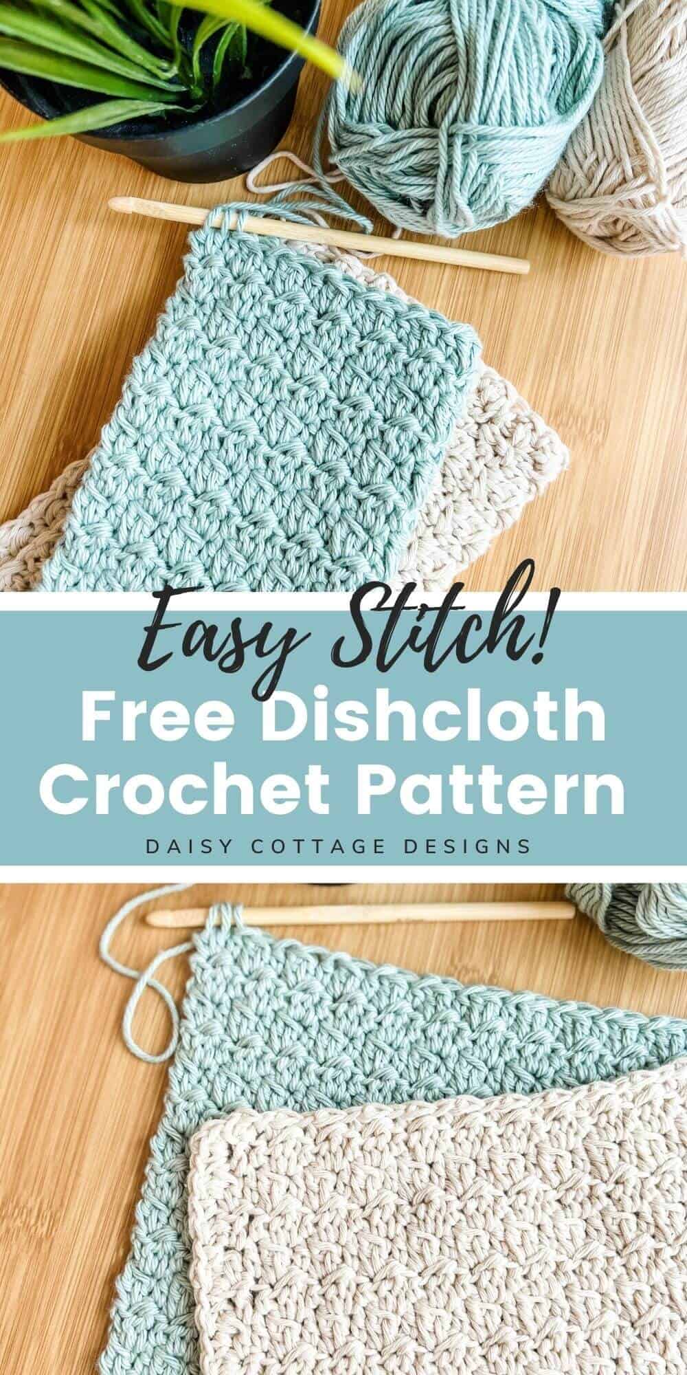 Learn how to crochet an easy dishcloth using this free crochet pattern from Daisy Cottage Designs. 