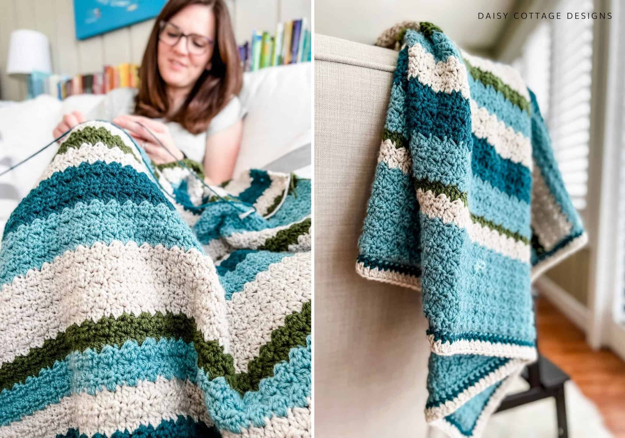 How to Crochet an Easy Striped Blanket a Daisy Cottage Designs Pattern