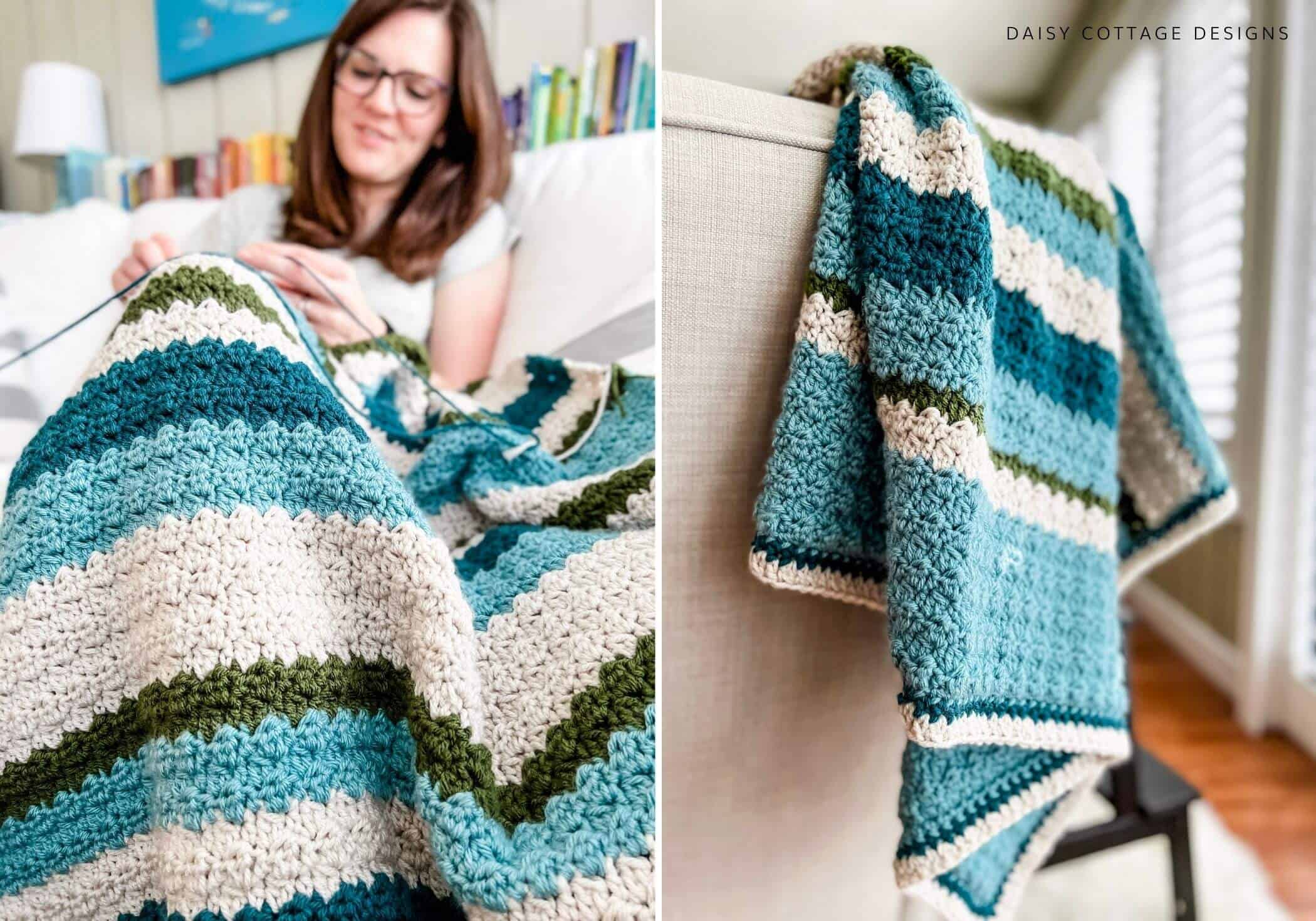 Easy stripe crochet blanket