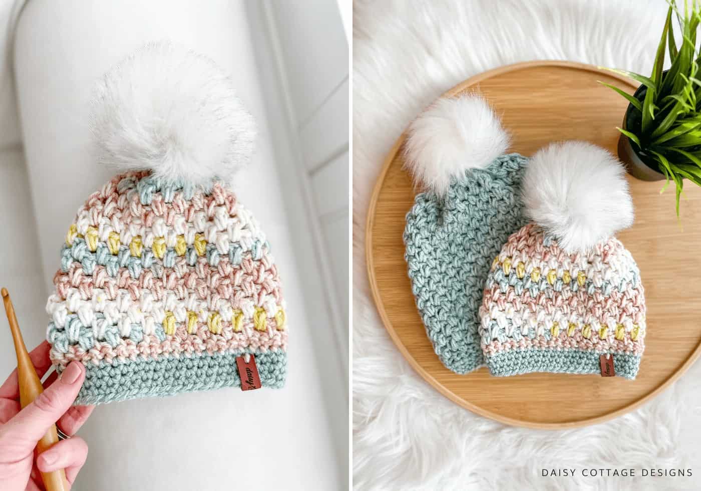 Multi colored crochet beanie pattern