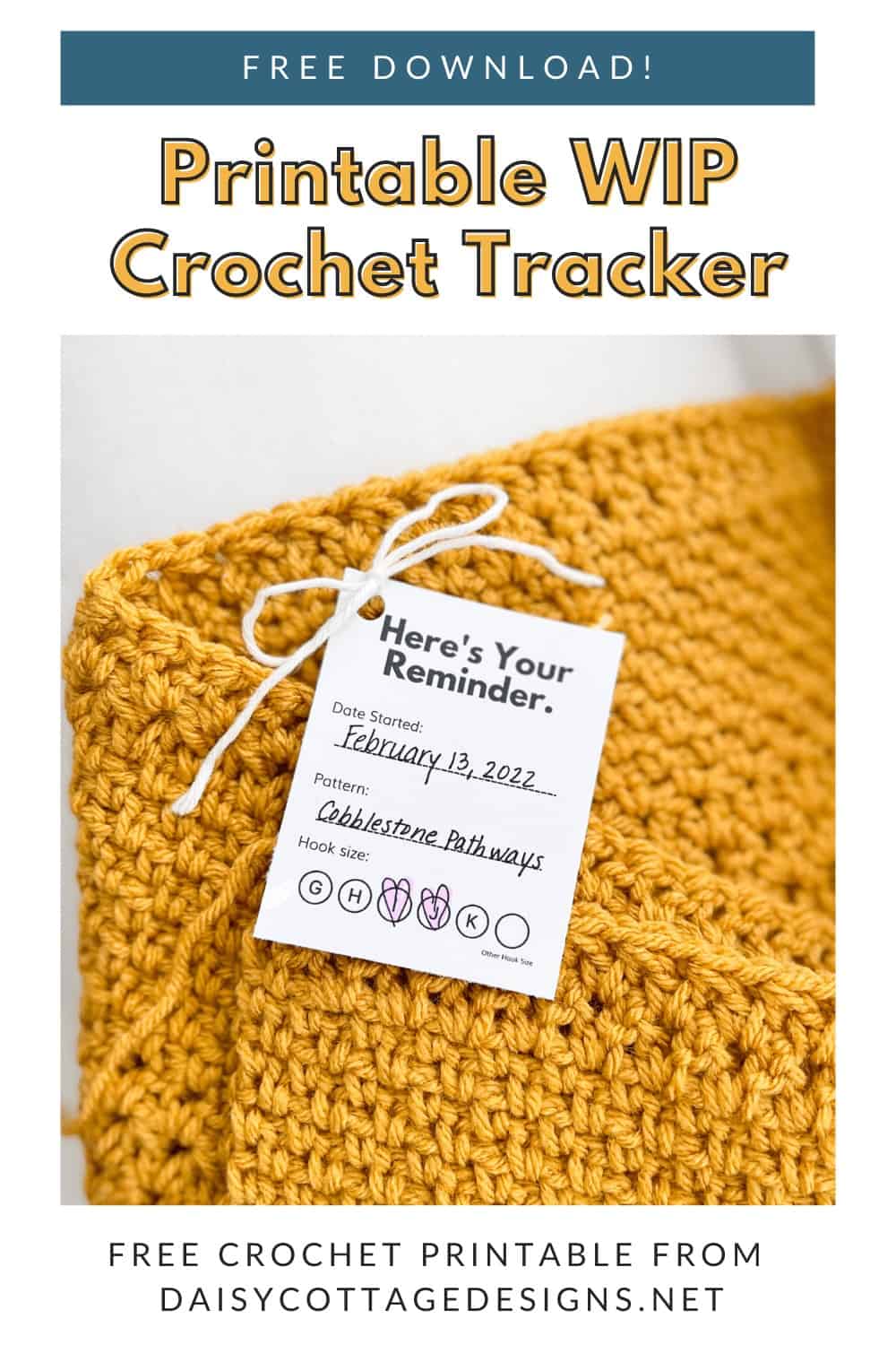 Never forget what hook you're using on a project again!  Use this free crochet printable to keep track of your Crochet WIPs (works in progress). 
