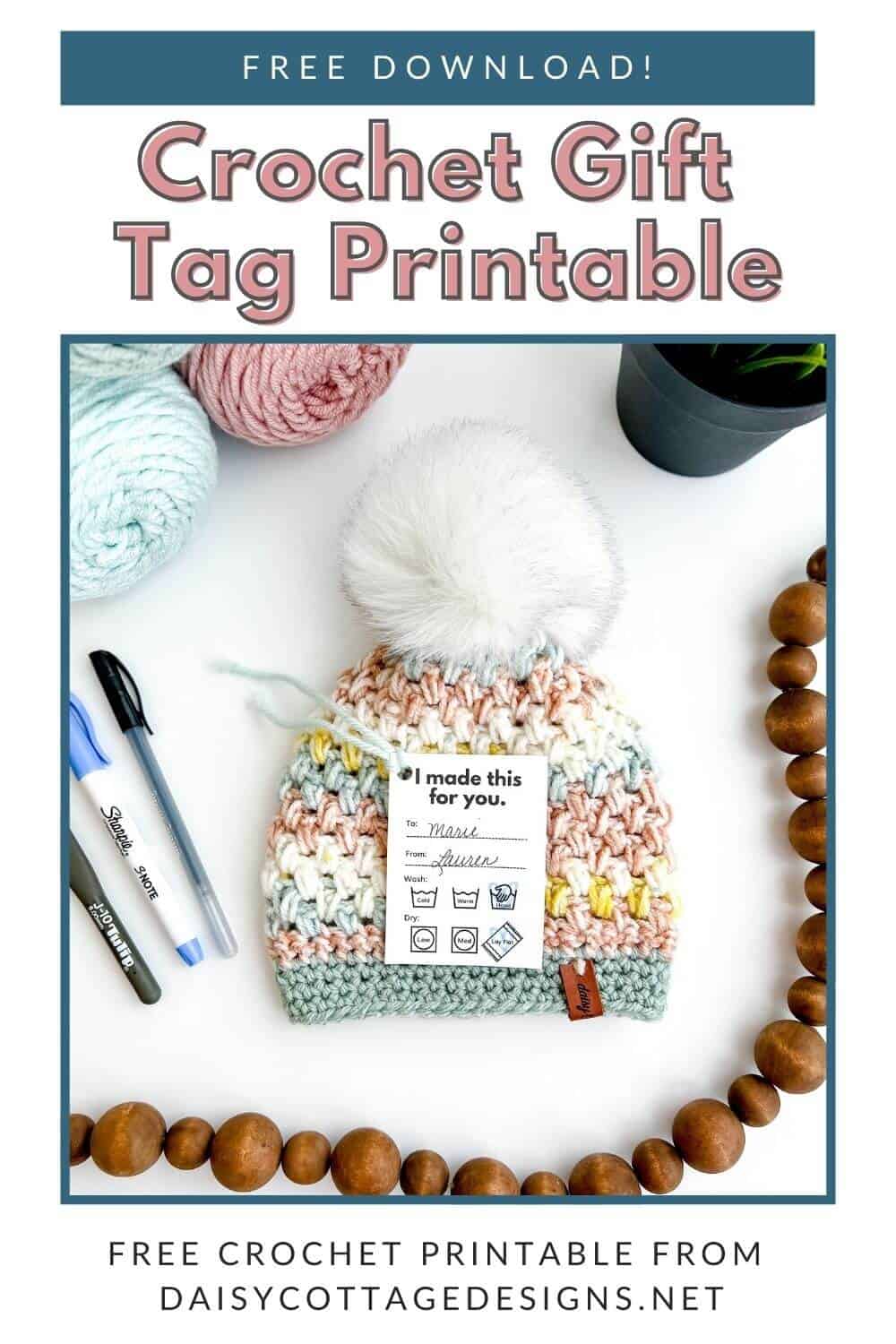 Gift crochet gifts in style using this crochet gift tag printable from Daisy Cottage Designs. 