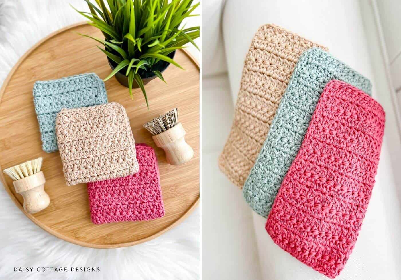 Folded crochet dishcloth pattern
