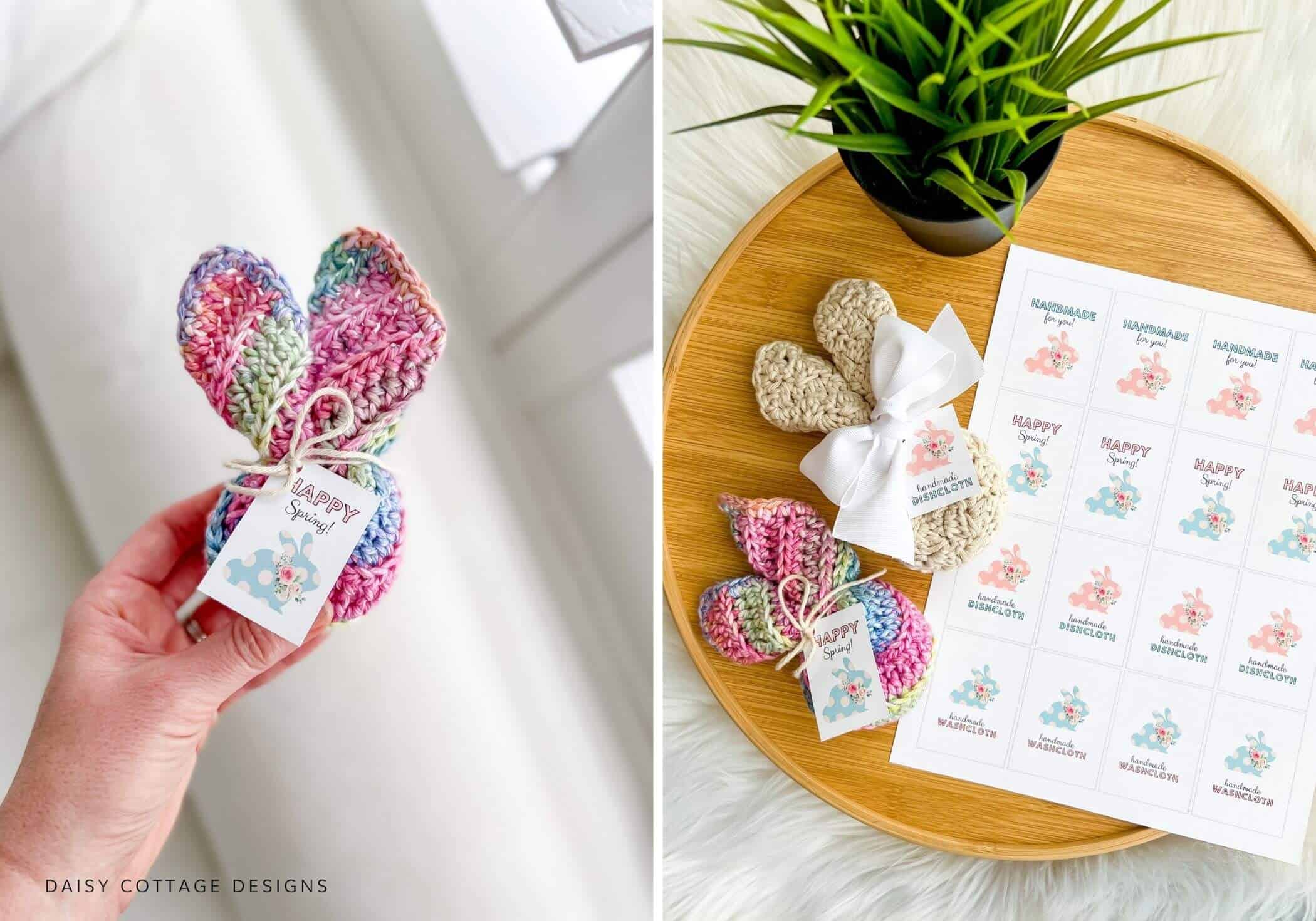 Printable Tags for Gifts for Spring & How to Make Washcloth Bunnies - Daisy  Cottage Designs