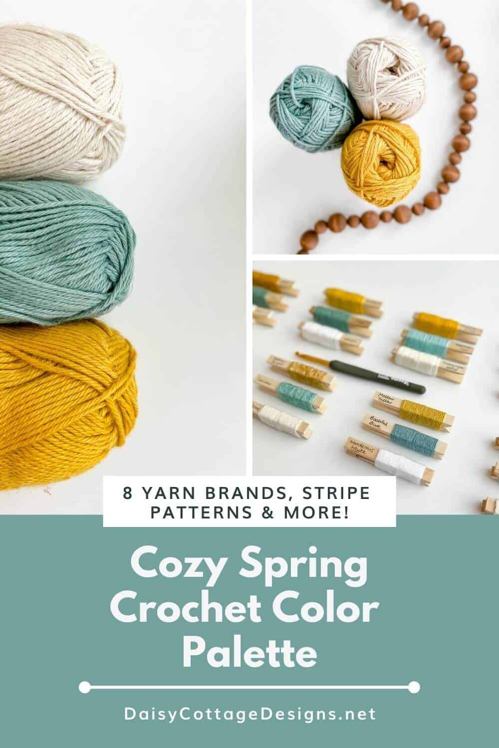 This cozy spring color palette is perfect for your next crochet project. Find stripe patterns, yarn brands, and recommended patterns. 