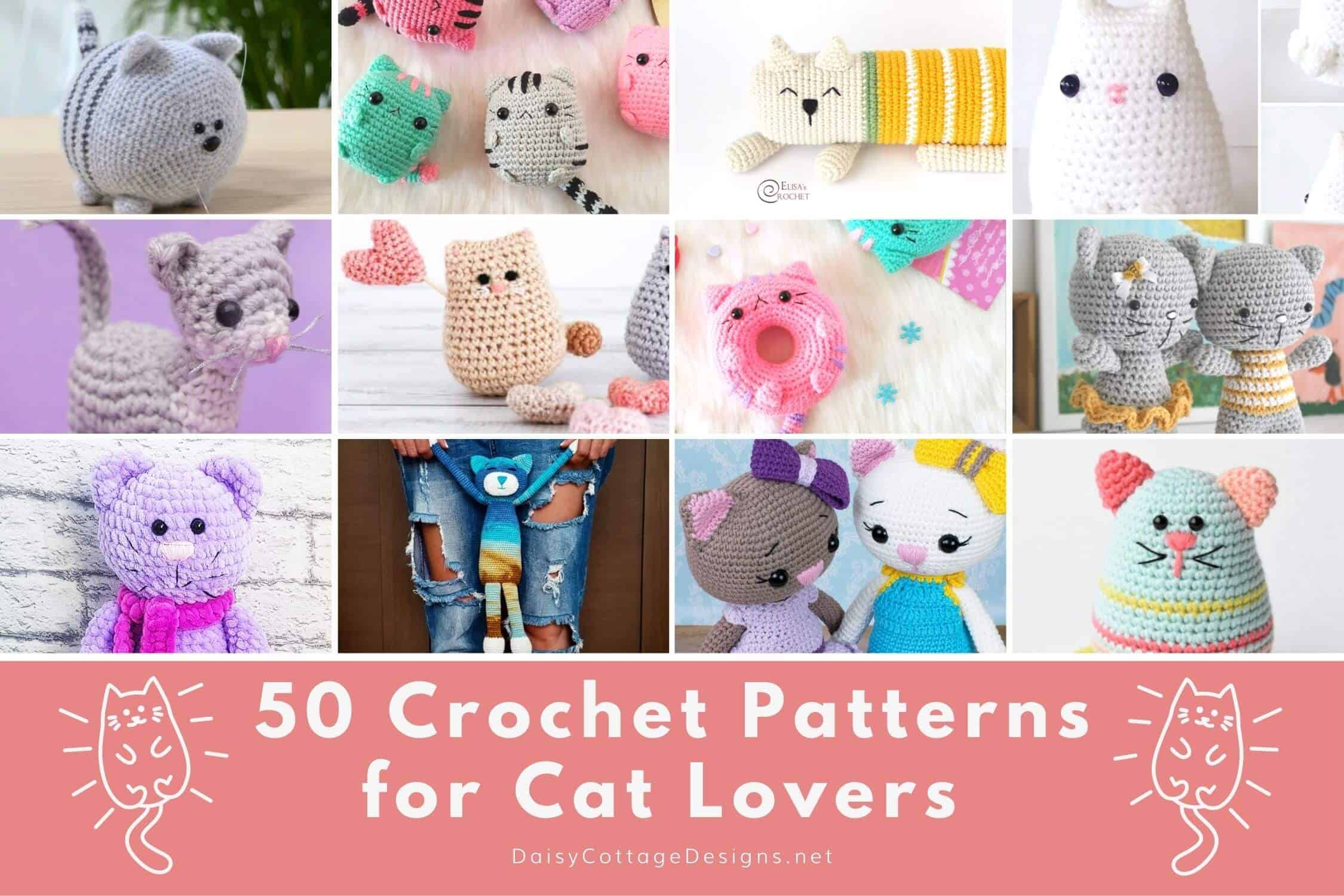 Easy crochet pattern of stuffed Cat amigurumi doll (PDF file).