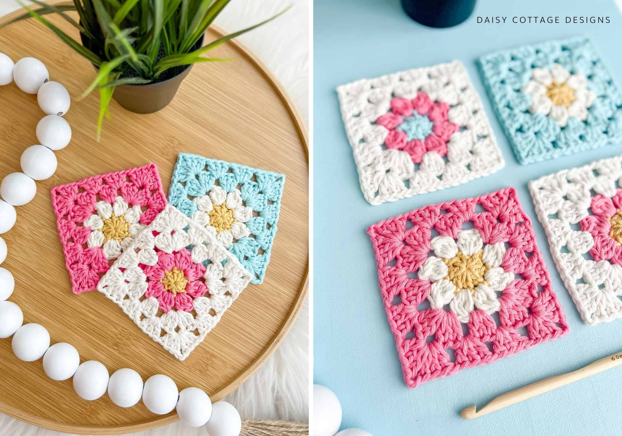 Granny squares with daisy centers
