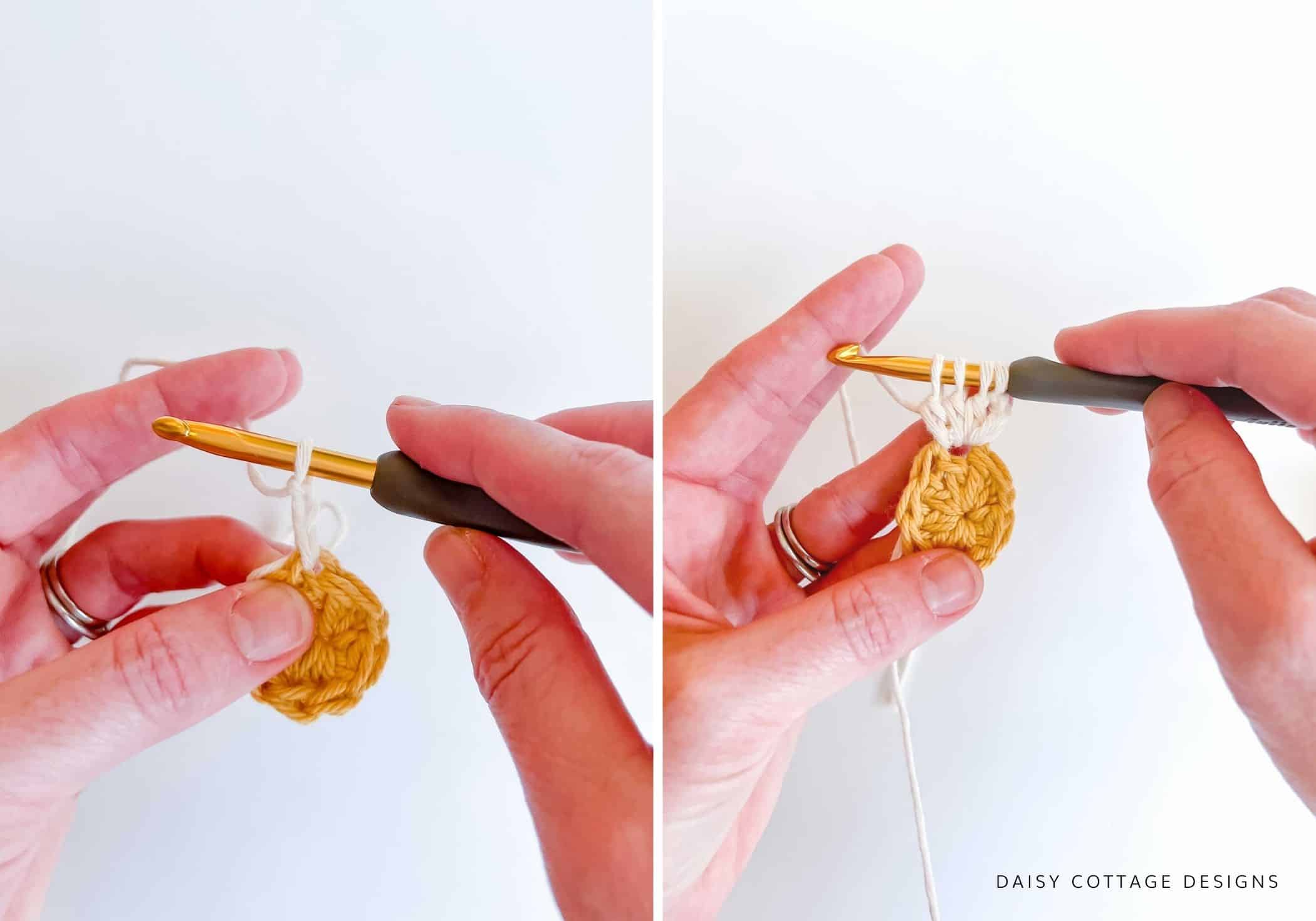 How to make petals of daisy granny square