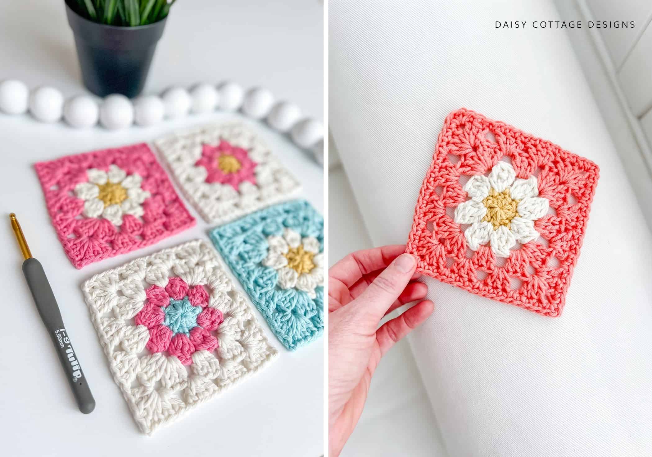Pink and Blue granny squares