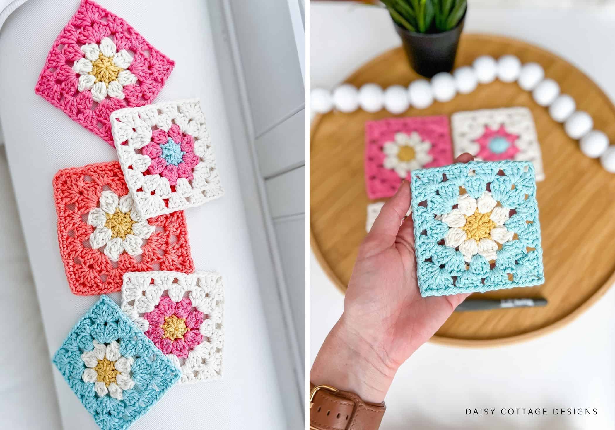 Colorful daisy granny squares